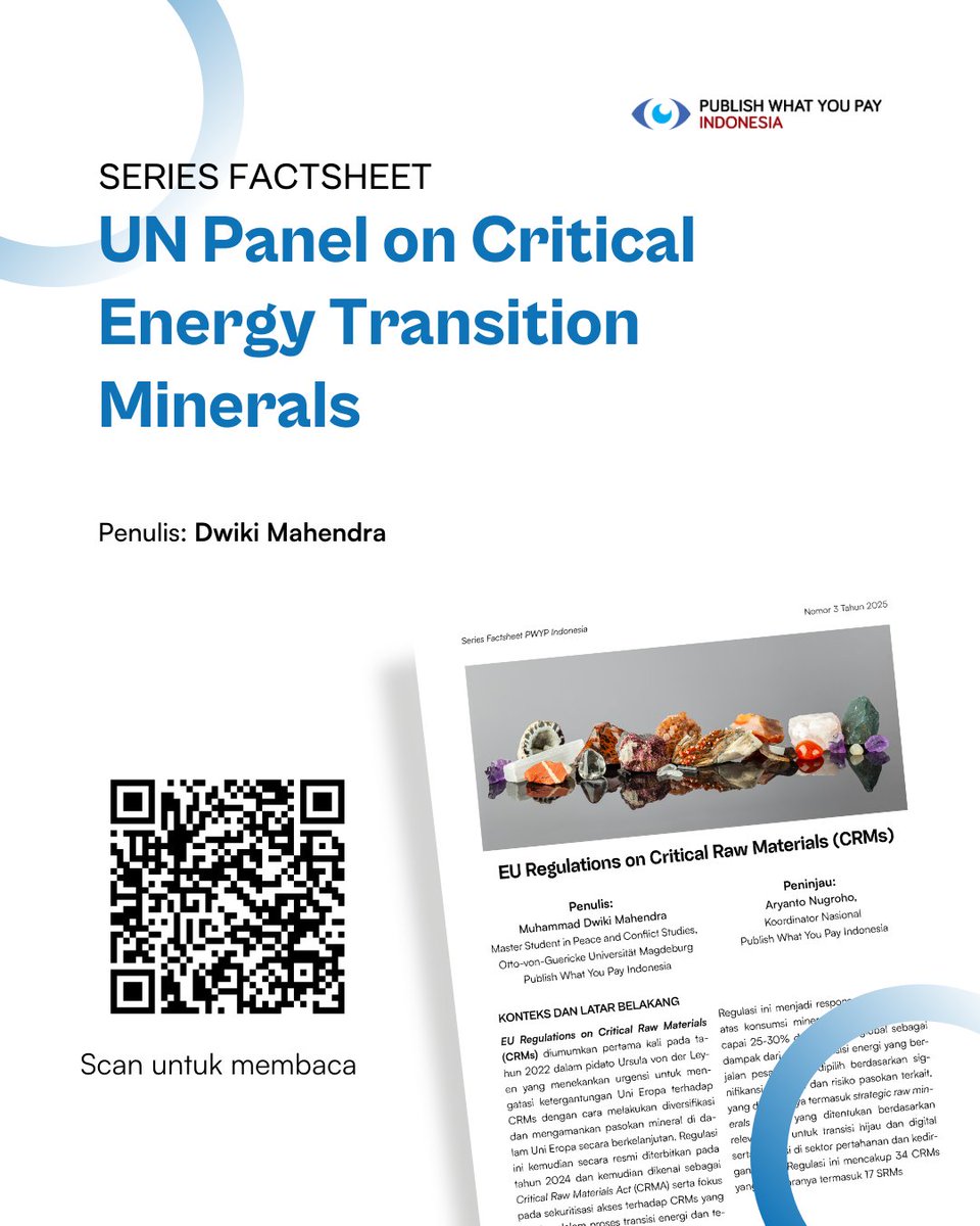 Overview kebijakan dari UN Panel on Critical Energy Transition Minerals: Wujudkan masa depan hijau dengan praktik ekstraksi dan perdagangan mineral yang adil, transparan, dan berkelanjutan! Panel ini memastikan mineral-mineral kunci untuk transisi energi global dikelola secara