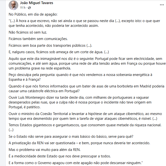 vilalva_joao's tweet photo. JMT, ídolo de toda a direita, a bater de frente com as consequências das políticas que sempre apoiou (desmantelamento do Estado e privatização de serviços estratégicos). 
Mas num lampejo de lucidez reconhece o óbvio: a privatização da REN foi um crime para o interesse nacional. https://t.co/wxe44qWIva