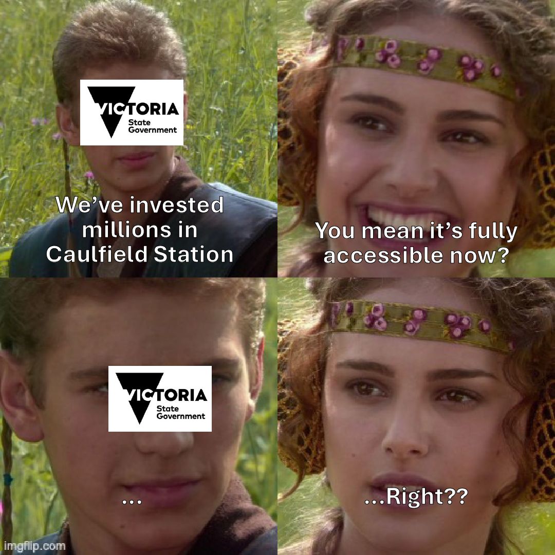 Streets Alive Glen Eira (@streetsalivege) on Twitter photo ♿ Some improvements have been made at Caulfield - But a shelter and CCTV aren’t enough when you still can’t get to the platform.
Accessibility means everyone is able to use the train, not just some.
📝 Sign the petition: chng.it/q4pwtZQyL5 ♿ Some improvements have been made at Caulfield - But a shelter and CCTV aren’t enough when you still can’t get to the platform.
Accessibility means everyone is able to use the train, not just some.
📝 Sign the petition: chng.it/q4pwtZQyL5