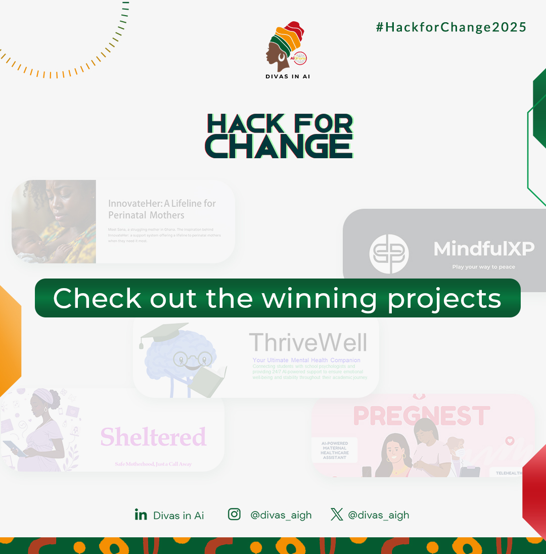 divas_aigh's tweet photo. Immense congrats to our TOP 5 #HackforChange2025 winners! #1 ThriveWell, #2 The Care Keepers, #3 InnovateHer, #4 Tech_Titans & #5 DaNerds showcased amazing AI for mental & maternal health. Proud of these
#WomenInTech! #GrowwithDivas #DiAG https://t.co/OUFdGVCeEl