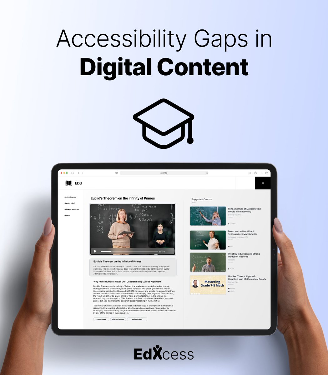We eliminate accessibility gaps and problems in digital education content with our sustainable digital accessibility solutions supported by artificial intelligence.

Barrier-free education and equal opportunities.

#EdXcess #EducationForAll #InclusiveEducation #EqualEducation