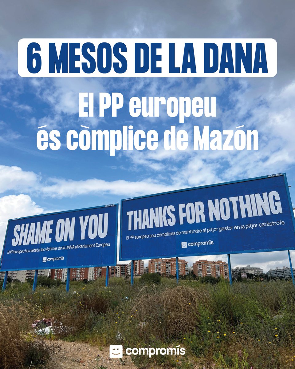 Hui fa 6 mesos de la DANA. 
I, també hui, comença el congrés del Partit Popular europeu a València. 

Els recordem que el poble no oblida: són còmplices de silenciar les víctimes i de mantindre al pitjor gestor en la pitjor catàstrofe.