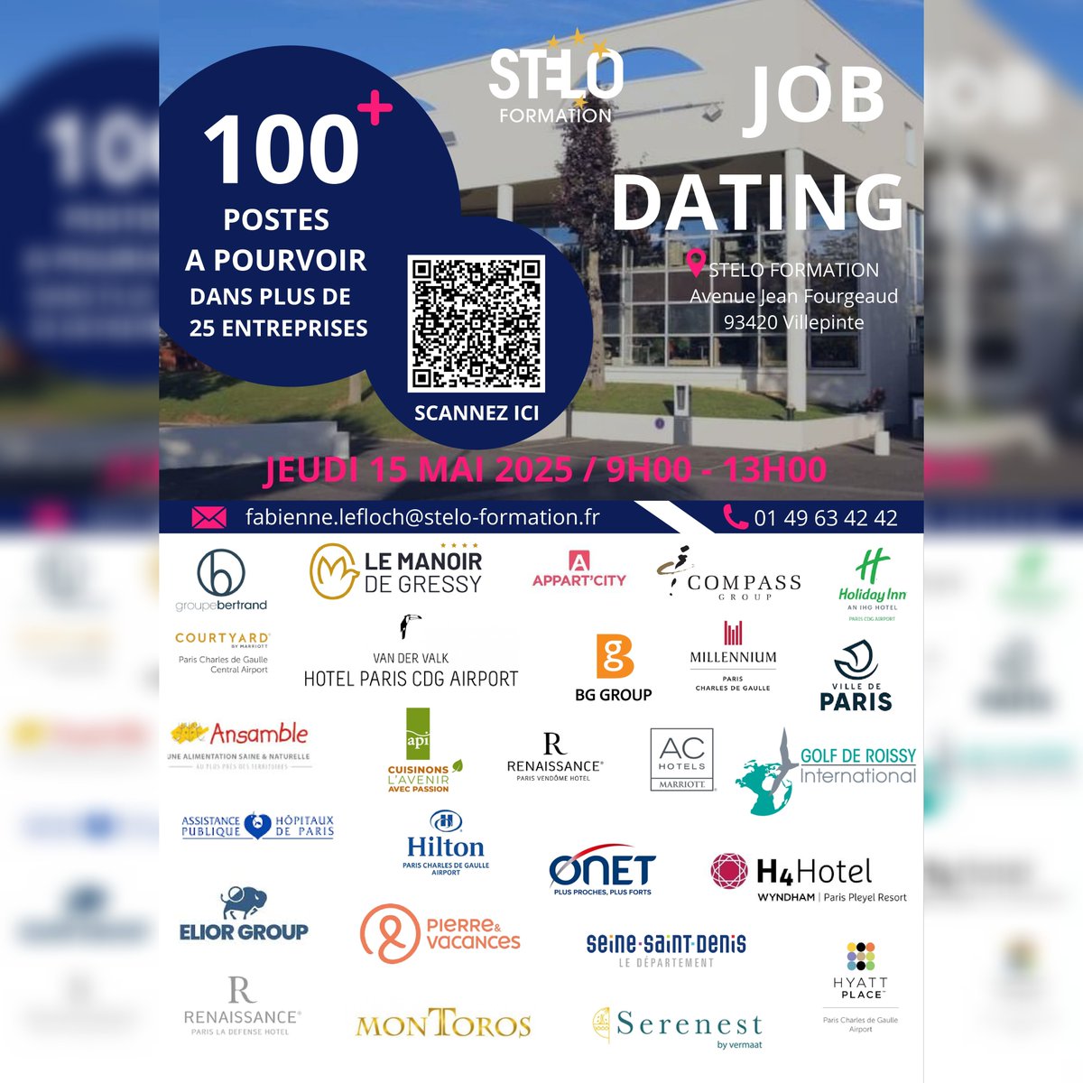 ▶️ Stelo Formation Villepinte (Hôtellerie Restauration Pâtisserie) organise une matinée de recrutement Jeudi 15 Mai 2025 de 9h à 13h
📍Avenue Jean Fourgeaud 93420 Villepinte 
👉 Pensez à venir avec votre CV actualisé