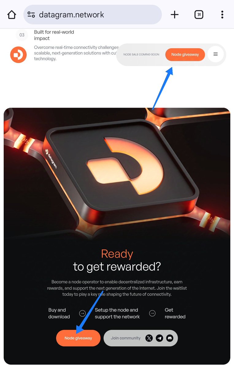 RebeccaEbianga's tweet image. Register on datagram network site  
🔗 datagram.network to be part of the lucky persons to win a node.

Also Join the @DGramNetwork community on Discord: 🔗 discord.com/invite/datagra…  to learn more

#DatagramNetwork #Depin  

6/🧵