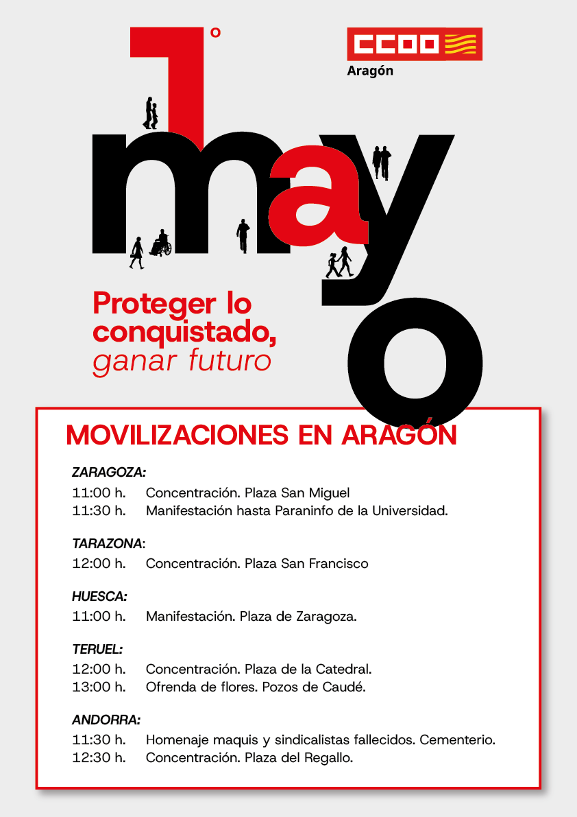 🗣️Los secretarios generales de <a href="/CCOOAragon/">Comisiones Obreras Aragón</a> y <a href="/UGTAragon/">UGT Aragón</a>, <a href="/pina_lasheras/">Manuel Pina Lasheras</a> y <a href="/jjarceiz/">jose juan</a>, han presentado este martes el lema y las movilizaciones que se desarrollarán en #Aragón el próximo 1 de Mayo, Día Internacional de los Trabajadores: #ProtegerLoConquistadoGanarFuturo
#1MCCOO
