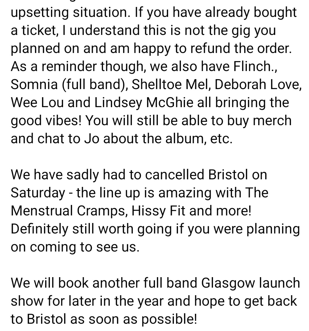 Sad news from The Twistettes.  
Get well soon Nicky! I hope everyone still packs out Ivory Black's this Friday 🙏