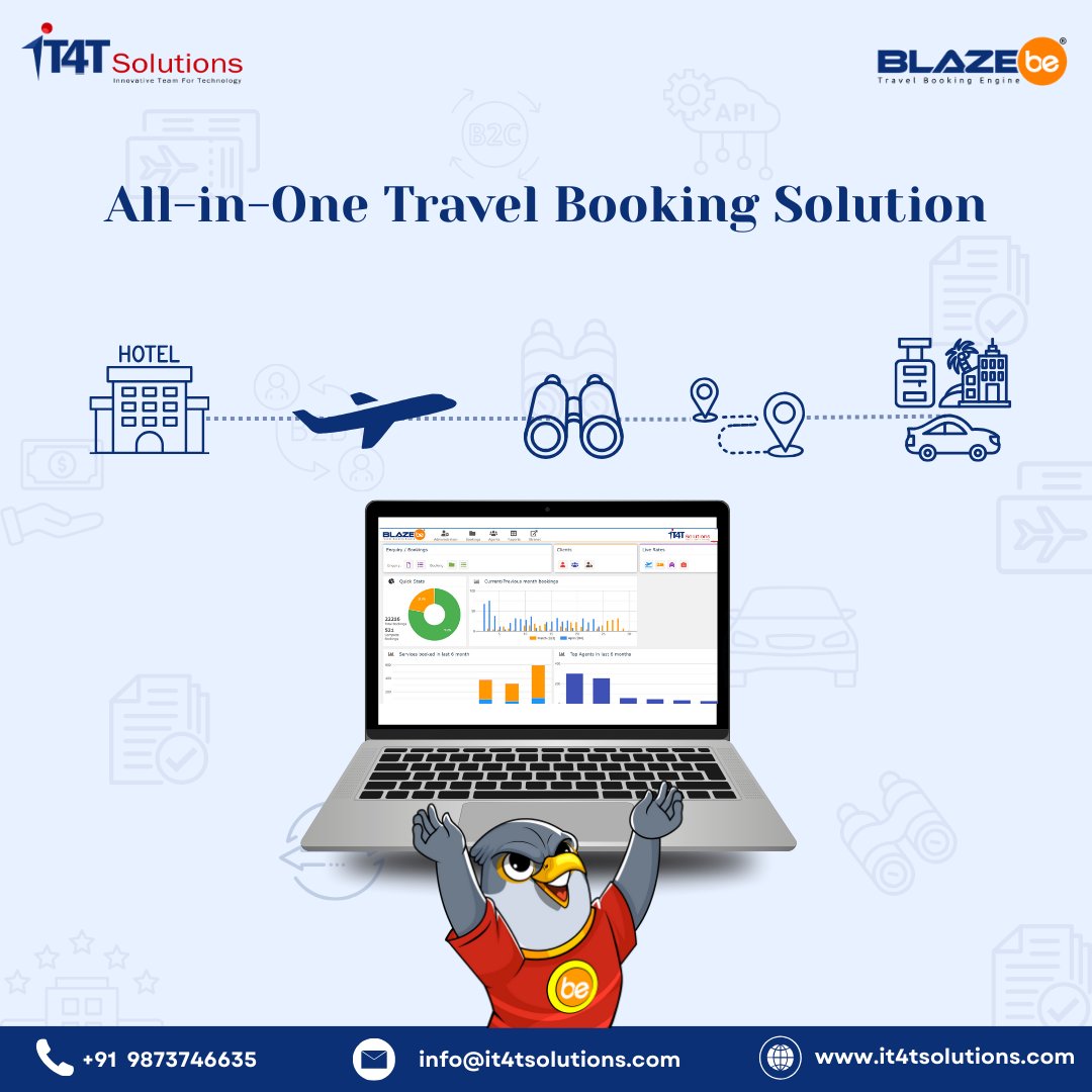 it4tsolutions's tweet image. #BlazeBe - all-in-one travel booking solution

#IT4TSolutions #TravelBookingEngine #TravelBookingSolutions #TravelBookingSoftware #TravelSoftwareSolutions #TravelAgencySoftware #SoftwareforTravelBusiness #TravelTechnologyCompany #TravelTechnologySolutions #TravelCRM