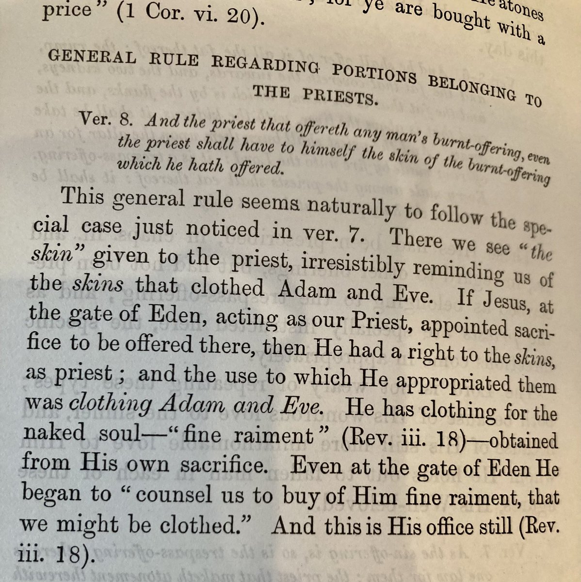 BazTodd1958's tweet photo. Bonar on Leviticus 7:8. Has anyone come across this line of thinking before?  It’s utterly marvellous https://t.co/QLK1v51n3e