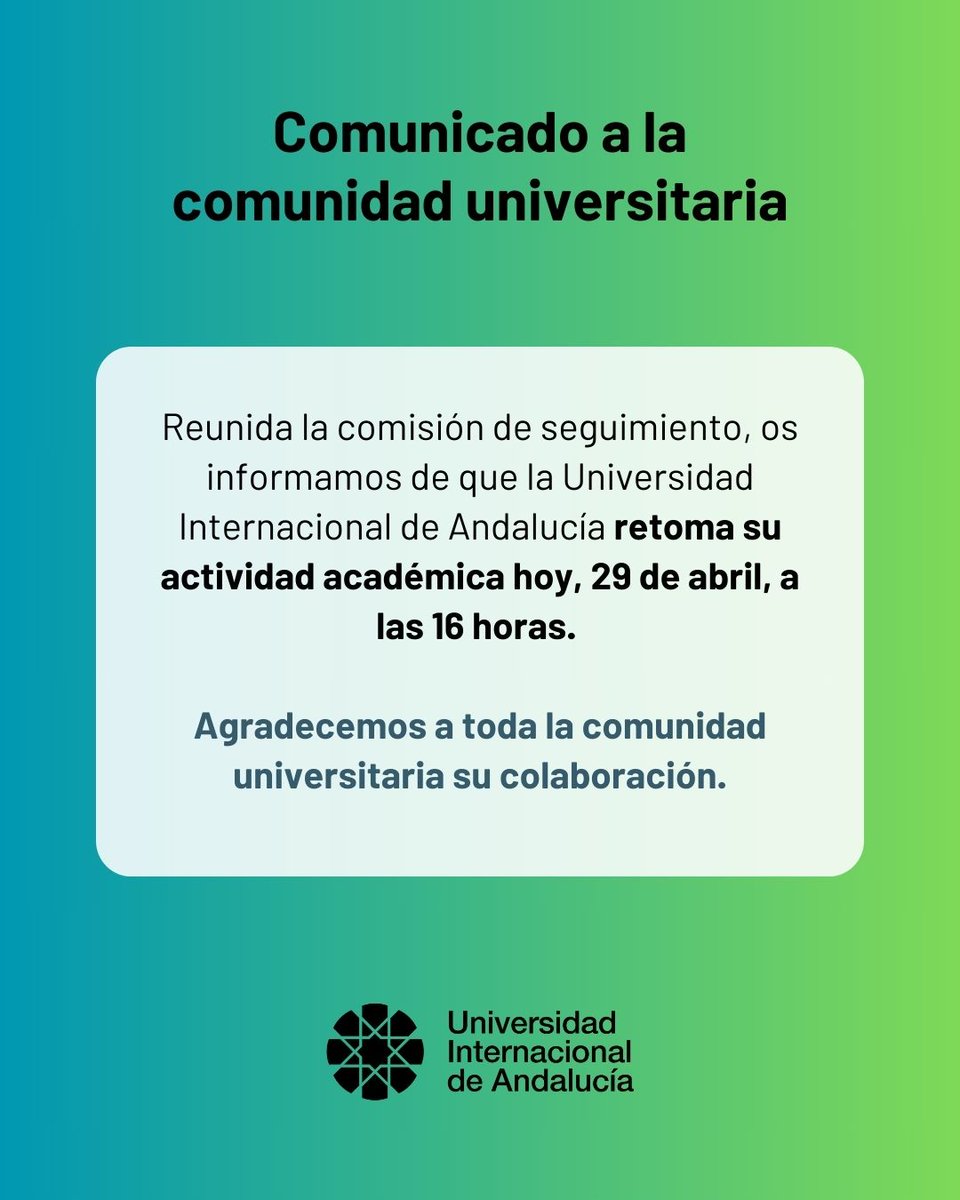 📢 Comunicado a la comunidad universitaria

#Apagón #ComunicadoUNIA #Seguridad #Universidad