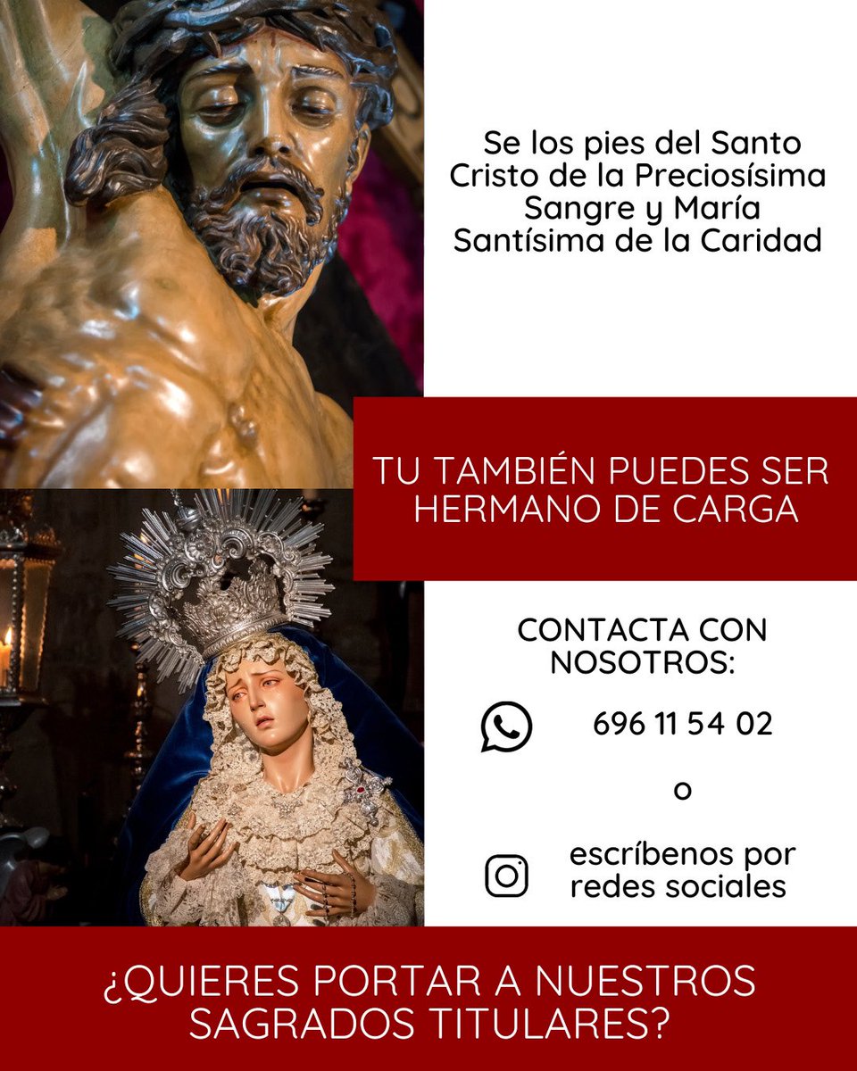 ¿Quieres portar las imágenes de nuestros Sagrados Titulares? 

APÚNTATE A LA SECCIÓN DE ANDAS