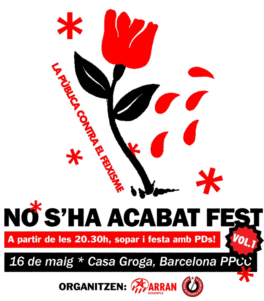 publicaantifa's tweet photo. 👀 Ets de Barcelona i, quan arriba el divendres, ja no saps on ficar-te per fer una mica de festa... 

💥😮‍💨 A nosaltres ens han posat una multa per plantar cara a 4 pijos. Som la combinació perfecta!!!

‼️Arriba la primera edició del 𝐍𝐎 𝐒'𝐇𝐀 𝐀𝐂𝐀𝐁𝐀𝐓 𝐅𝐄𝐒𝐓❤️‍🔥🧨🌹 https://t.co/5BsGrqKVgk