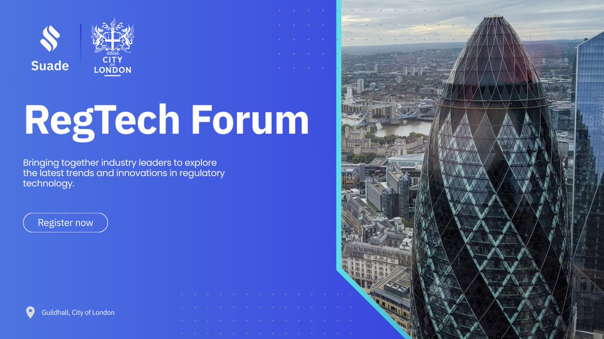 Suade’s RegTech Forum returns on 5th November 2025 at Guildhall, London. Join 350+ financial professionals for insights and networking opportunities.  

Key details:  
 - Date: 5 Nov 2025  
 - Location: Guildhall, City of London  
 - Cost: Free  
  
Register now: https://lnkd