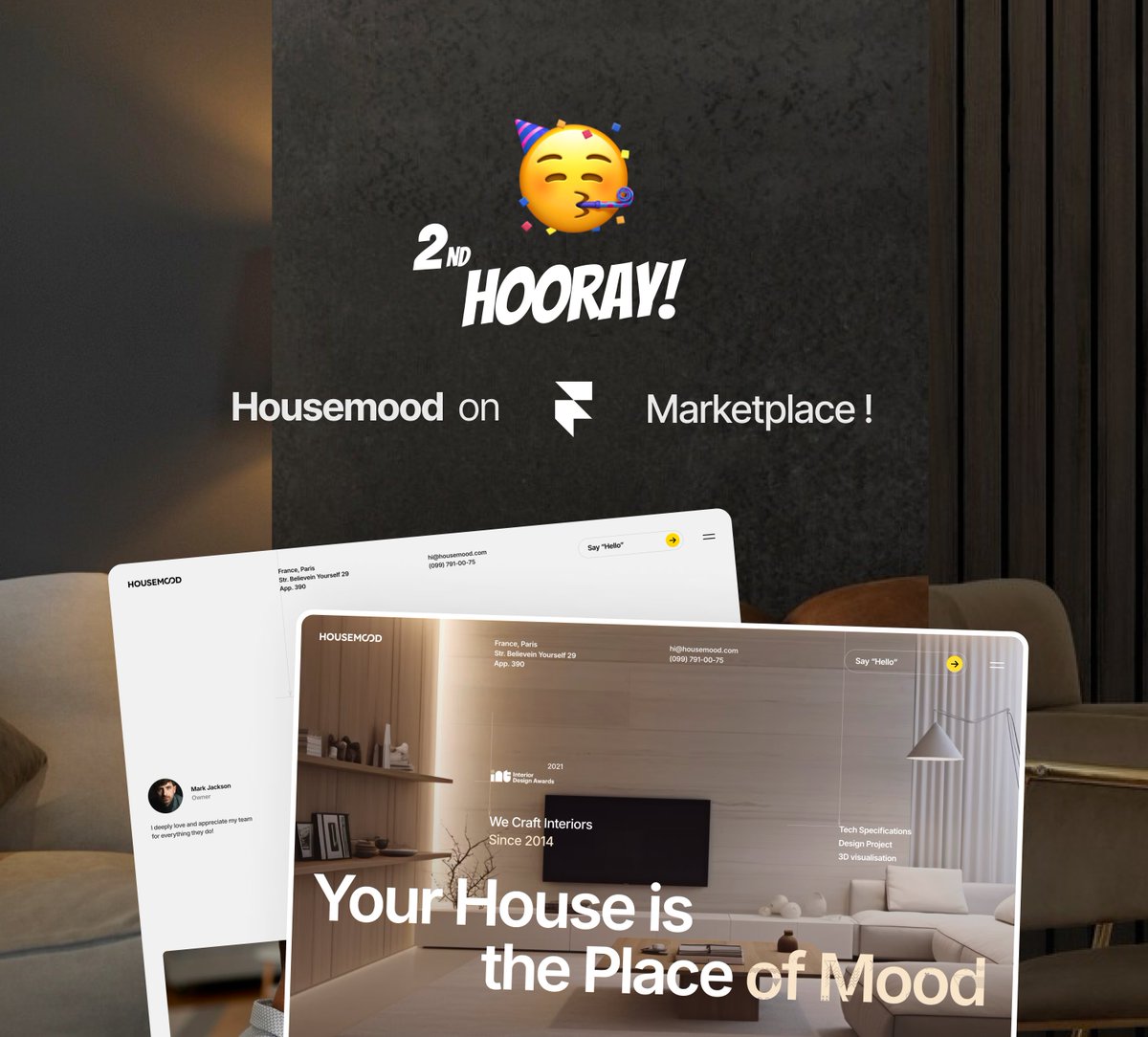 _mayweather's tweet image. Yayyy!
My 2nd @framer template Housemood is on the market! 🎉

Huge thanks to @_doitvik  for her work on the technical and design review - the quality and approach were absolutely top-tier! Also to @damiantolv  for the quick fix with the LemonSqueezy issue. 
Thank you guys! 🫶…