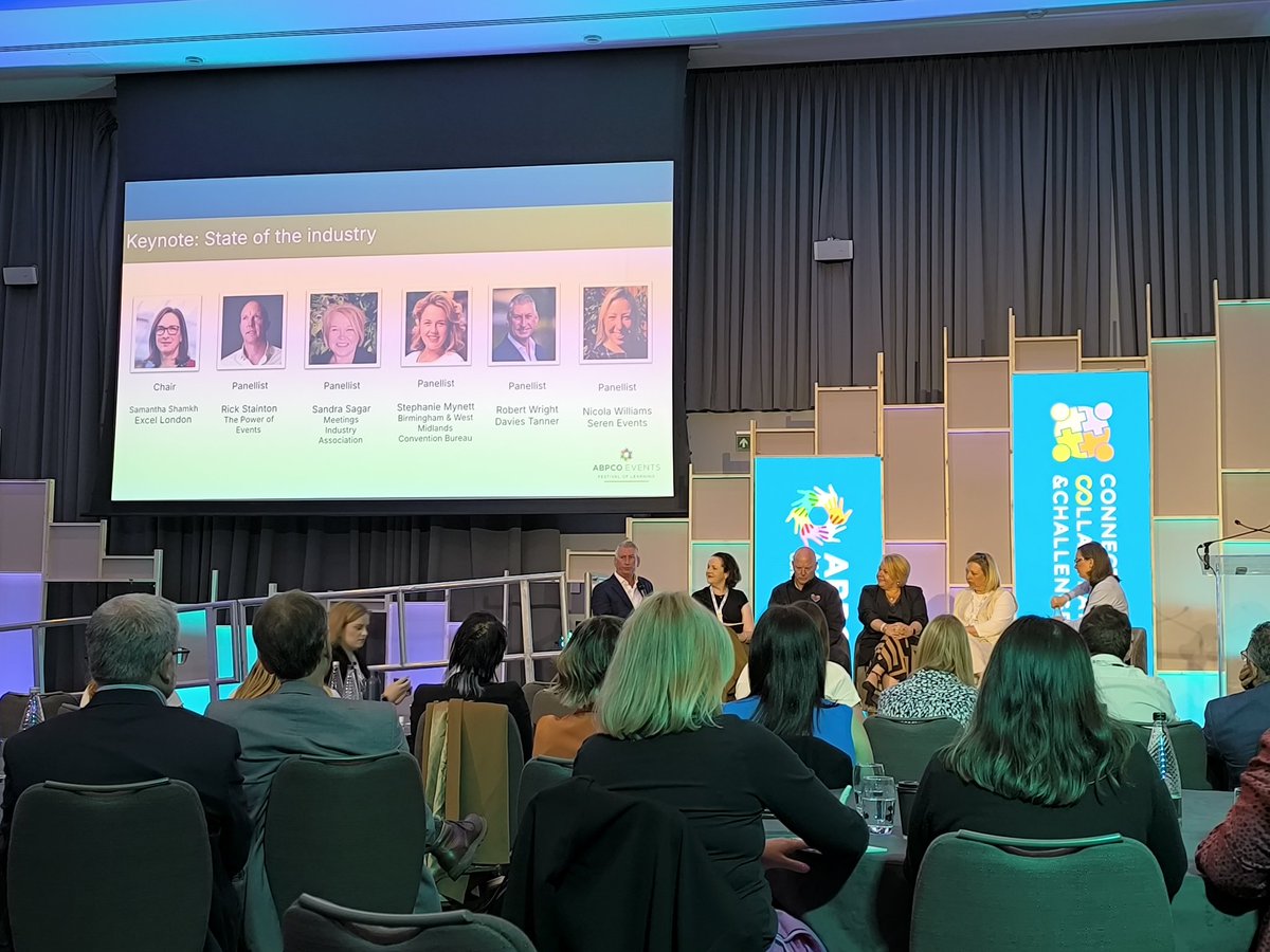 EXBOonline's tweet photo. "State of the Industry" panel discussion kicking off the ABPCO Festival of Learning in Birmingham. 
#abpco #eventindustry #ABPCOFOL25 https://t.co/0Ns04DHeaN