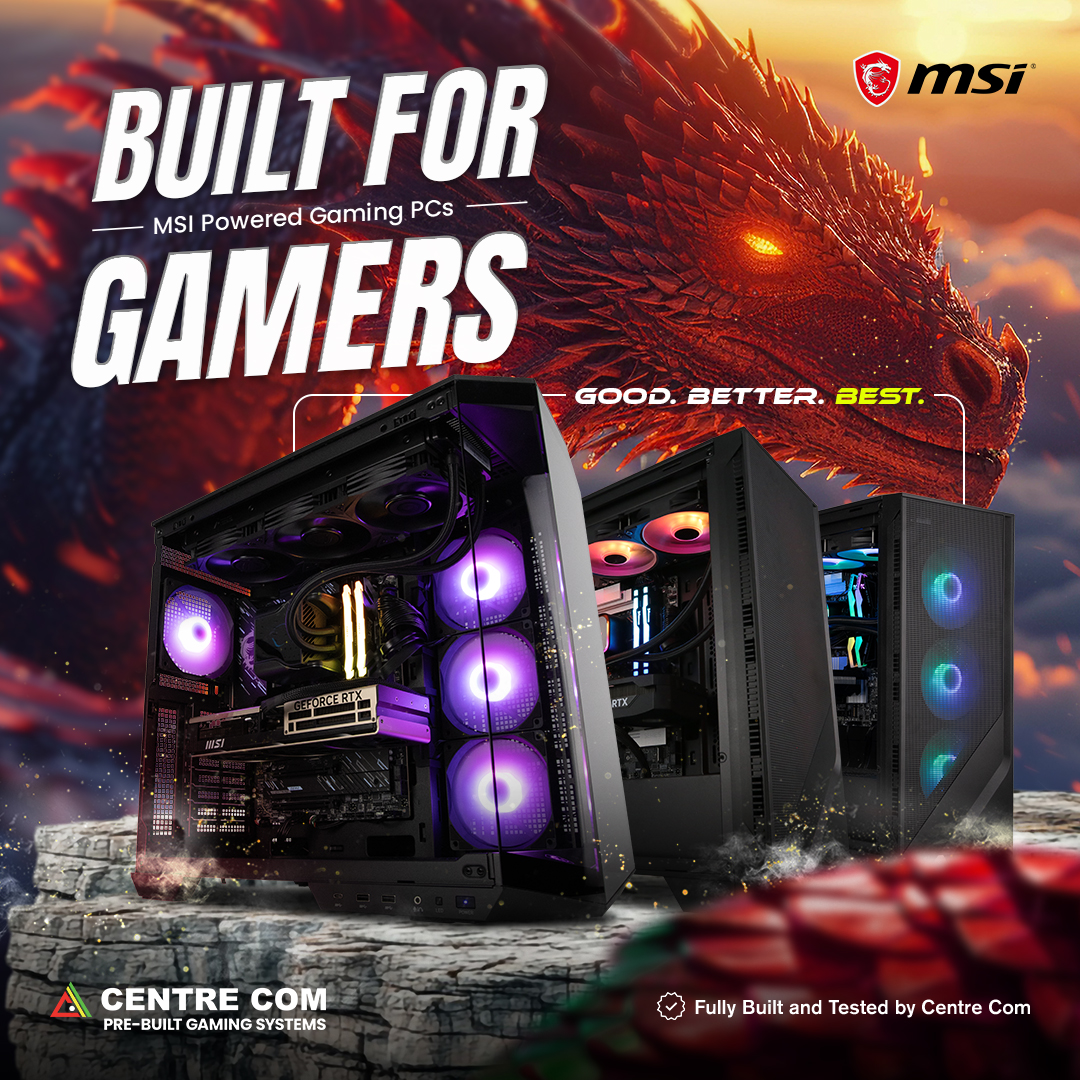 ⚡ Built for performance. Powered by MSI.
🎮 Dominate your game with MSI Gaming PCs—now at Centre Com!
👉 ow.ly/iw2Z50VJwY8 
📸 Tag us with your setup.