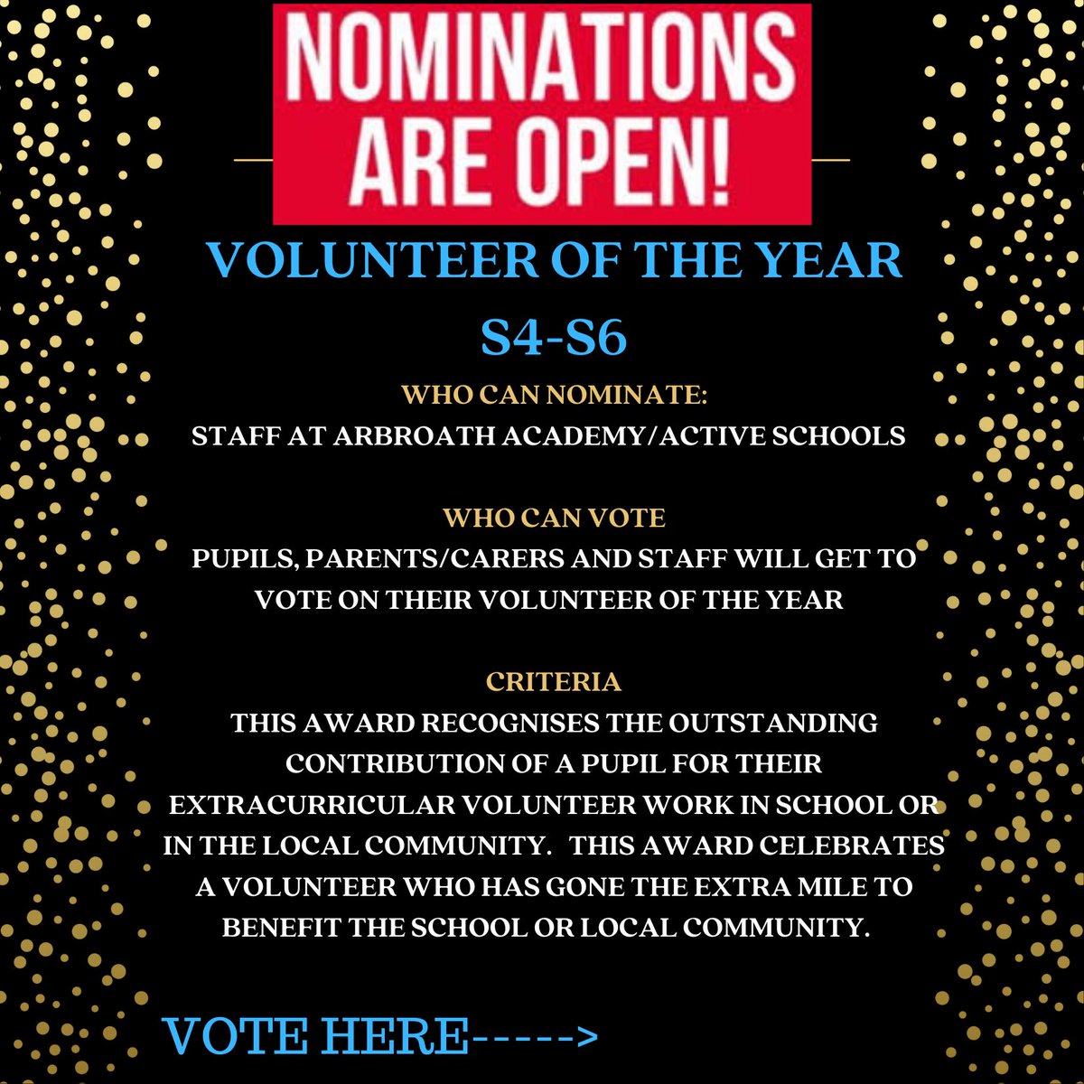 🏆🏆🏆SPORTS AWARDS🏆🏆🏆

‼️‼️NOMINATIONS OPEN‼️‼️

The sports awards 2025 are open for nominations. Please check the criteria below and if you would like to nominate someone please click the link below.

forms.office.com/Pages/Response…