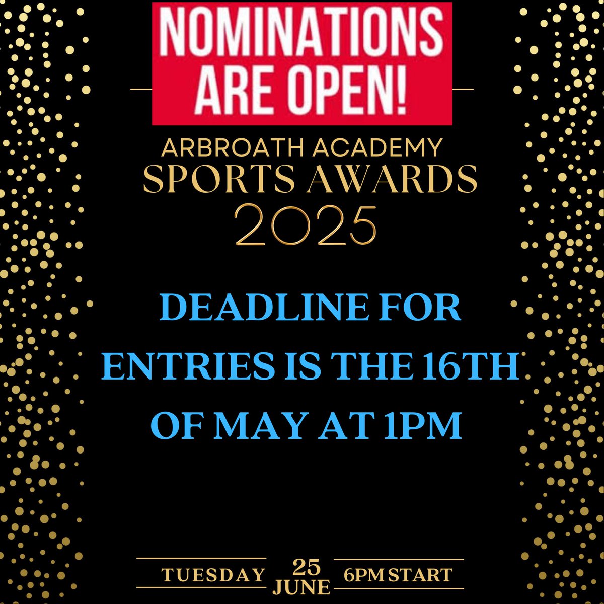 🏆🏆🏆SPORTS AWARDS🏆🏆🏆

‼️‼️NOMINATIONS OPEN‼️‼️

The sports awards 2025 are open for nominations. Please check the criteria below and if you would like to nominate someone please click the link below.

forms.office.com/Pages/Response…