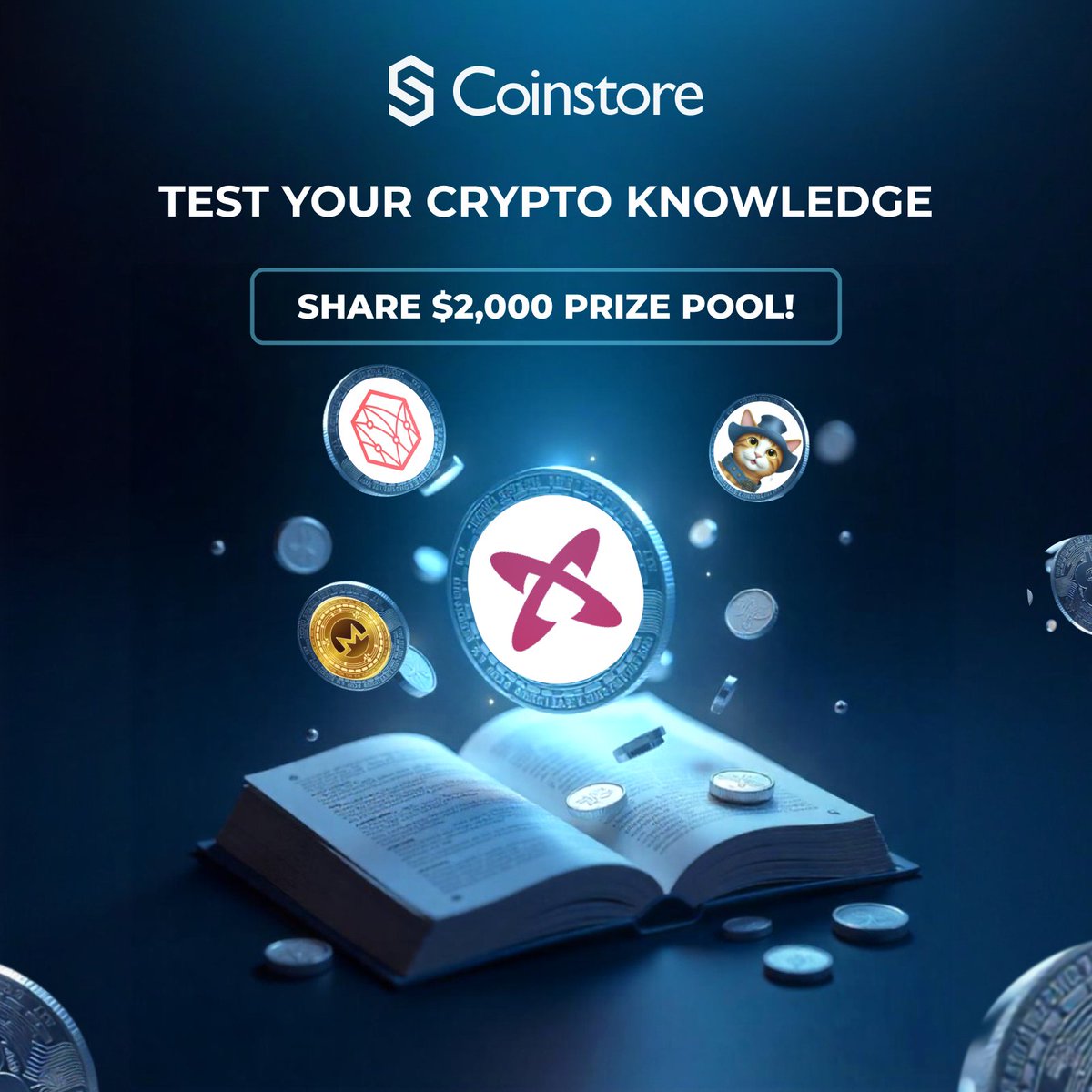 🎊 It’s our 10M Celebration—test your crypto knowledge with a quick quiz!

 Answer all questions correctly and stand a chance to win from $2,000 prize pool in $MOL, $XP, $RBNT, $PUSS!
 Let’s see how well you know Coinstore &amp; blockchain.
How to enter:
🔹 Follow <a href="/CoinstoreExc/">Coinstore</a> and