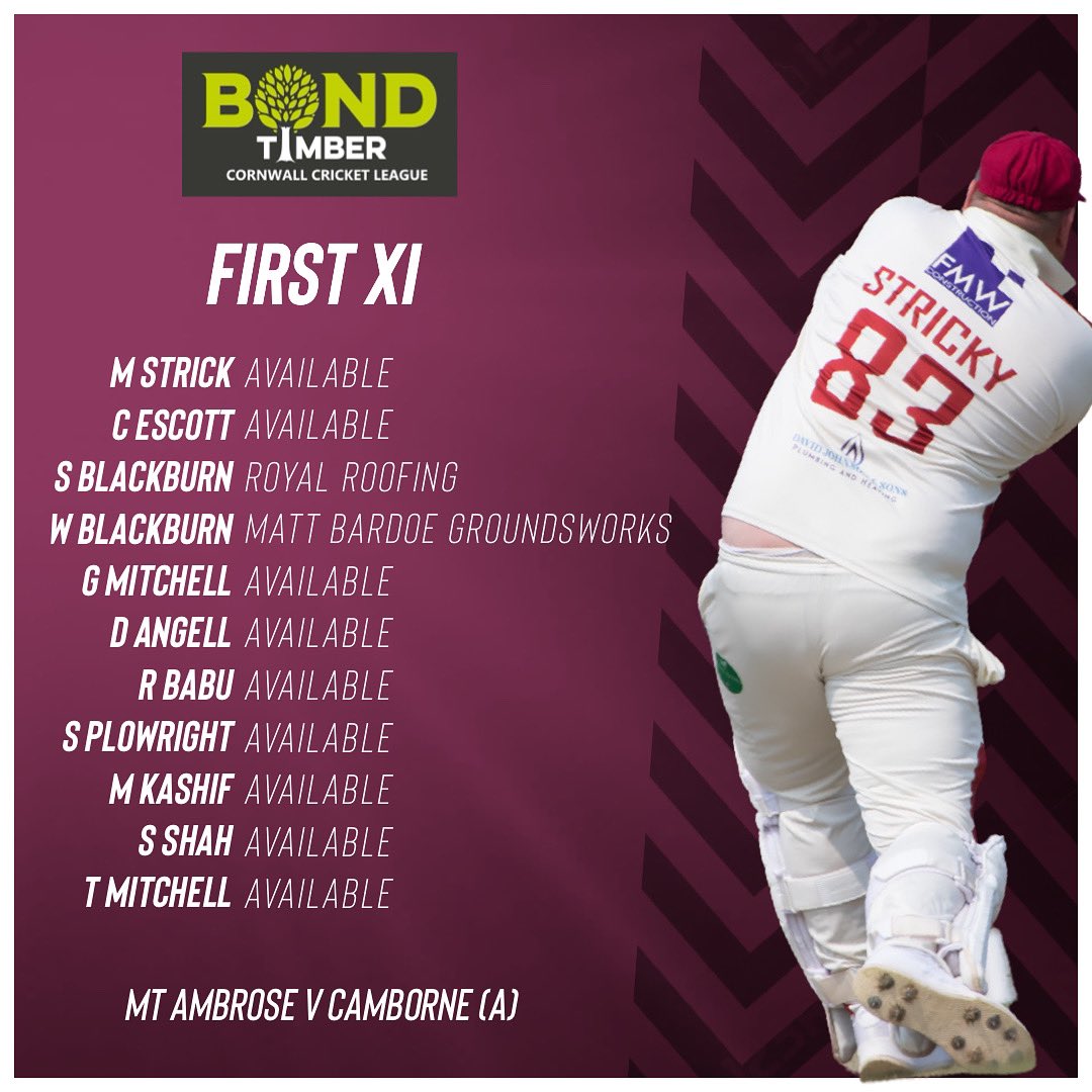 Our 1st XI kick off the season this evening with a Vinter Cup T20 away tie vs Camborne CC starting at 6.00pm. 🏏☀️

#upthemount