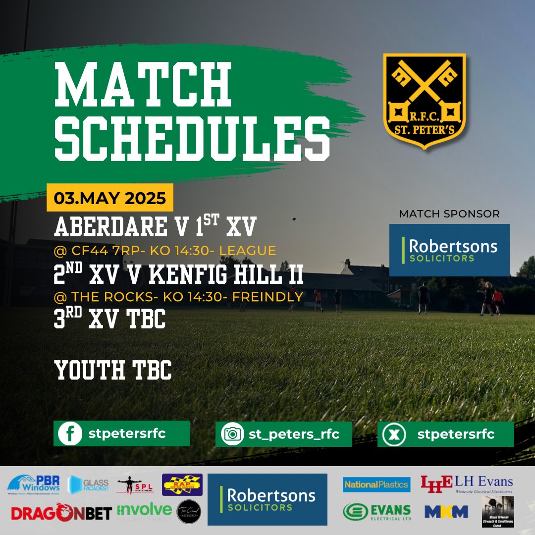St. Peters RFC (@stpetersrfc) on Twitter photo Last game of the season for the 1st XV at <a href="/Aberdare_RFC/">Aberdare Rugby Club</a> and a warm up game for the cup final against <a href="/KenfigHillRFC/">Kenfig Hill RFC</a> at the Rocks for the 2nd XV ๐๐ค Last game of the season for the 1st XV at <a href="/Aberdare_RFC/">Aberdare Rugby Club</a> and a warm up game for the cup final against <a href="/KenfigHillRFC/">Kenfig Hill RFC</a> at the Rocks for the 2nd XV ๐๐ค