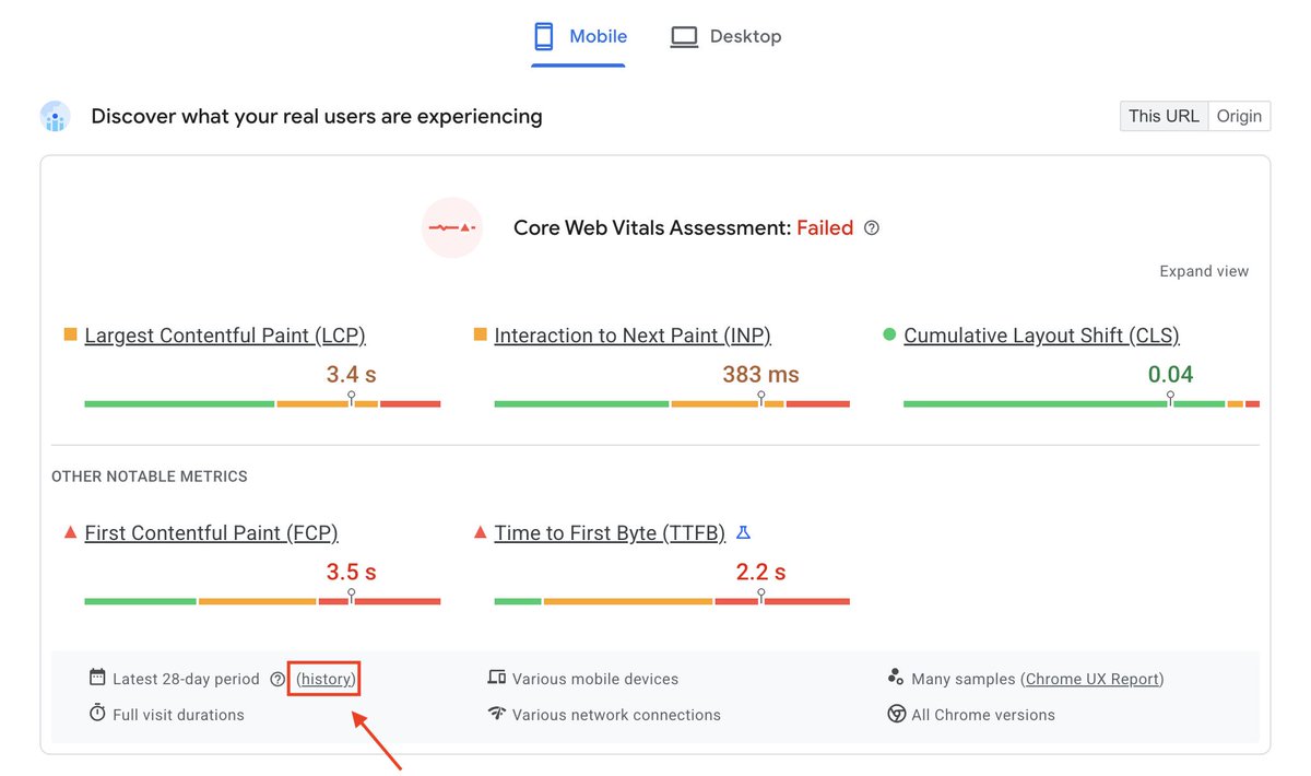 Aymeric Bouillat (@aymerictwit) on Twitter photo Nouveauté bien pratique dans PageSpeedInsights : ajout d'un lien permettant de consulter les tendances historiques des Core Web Vitals sur les derniers mois via Crux Vis (basé sur Crux History API) #webperf via <a href="/tunetheweb/">Barry Pollard</a> Nouveauté bien pratique dans PageSpeedInsights : ajout d'un lien permettant de consulter les tendances historiques des Core Web Vitals sur les derniers mois via Crux Vis (basé sur Crux History API) #webperf via <a href="/tunetheweb/">Barry Pollard</a>