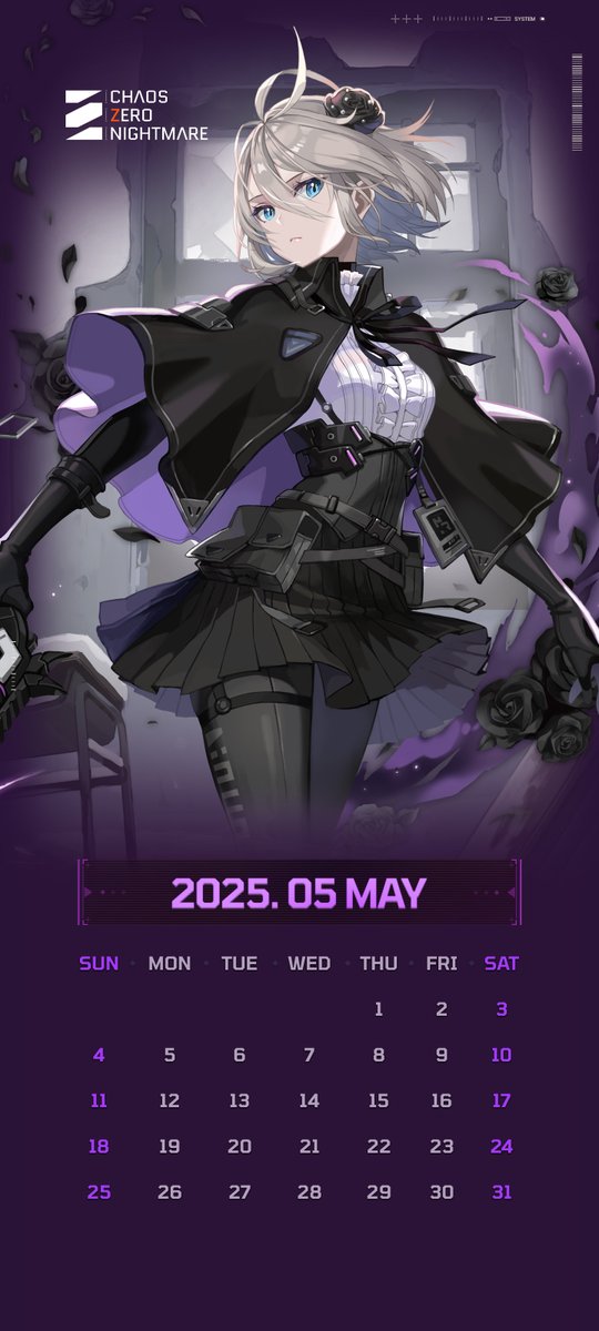 ◤May #Calendar #Wallpaper◢

[Renoa]
A black rose that never wilts, now dares to bloom.

#CHAOSZERONIGHTMARE #CZN #ChaosZeroNightmare