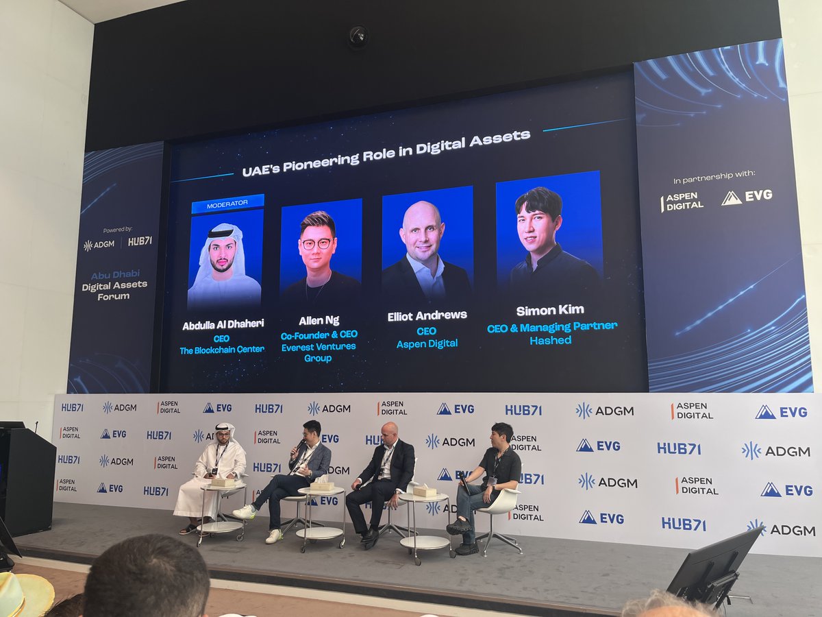 Everest Ventures Group (EVG) (@evghq) on Twitter photo Phenomenal turnout at the Abu Dhabi Digital Assets Forum with <a href="/ADGlobalMarket/">ADGM</a> <a href="/hub71ad/">Hub71</a> <a href="/AspenDigitalAMP/">Aspen Digital</a>.
The UAE’s digital asset scene is booming, with global leaders and leading institutions drawn to its proactive regulations. Insightful sharing from our exceptional speakers Phenomenal turnout at the Abu Dhabi Digital Assets Forum with <a href="/ADGlobalMarket/">ADGM</a> <a href="/hub71ad/">Hub71</a> <a href="/AspenDigitalAMP/">Aspen Digital</a>.
The UAE’s digital asset scene is booming, with global leaders and leading institutions drawn to its proactive regulations. Insightful sharing from our exceptional speakers