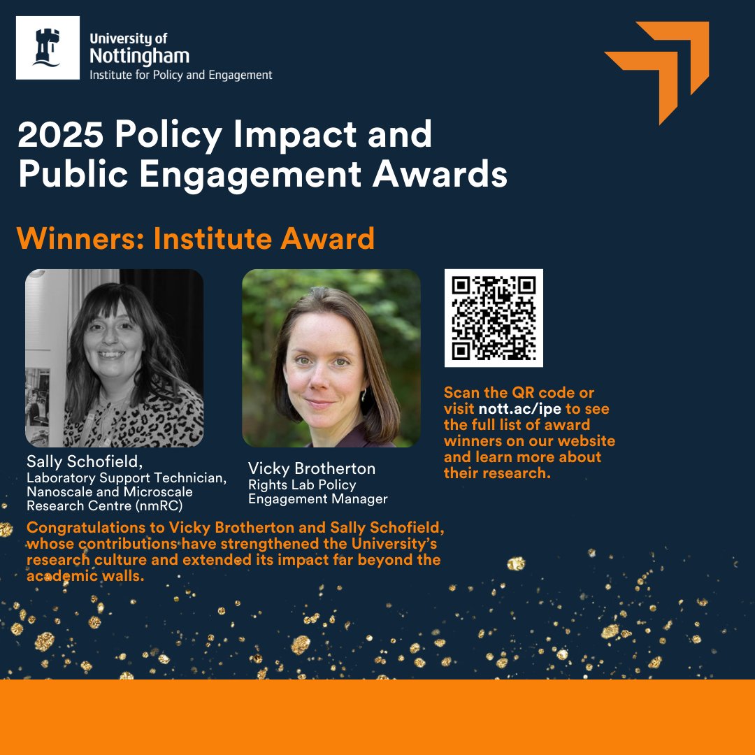 Nottingham Institute for Policy and Engagement (@uon_institute) on Twitter photo <a href="/rightsbeacon/">Rights Lab</a> <a href="/DrToddLandman/">Dr Todd Landman</a> <a href="/BenBrewster__/">Ben Brewster</a> <a href="/boyd_doreen/">Dr Doreen Boyd</a> <a href="/PatrickBao1/">Hongwei Bao (he/him)</a> <a href="/UoNArts/">UoNArts</a> <a href="/UoNHumanities/">School of Humanities | University of Nottingham</a> <a href="/LGBTQwords/">Words We Live By: A Guide to LGBTQ+ Language</a> <a href="/aisartorius/">Dr. Andrea Sartorius</a> <a href="/UoNScience/">UoN Science</a> <a href="/BlandineFrench/">Dr Blandine French</a> <a href="/notts_psych/">School of Psychology, University of Nottingham</a> 5. We are pleased to announce two deserving winners for the Institute Award!
Congratulations to <a href="/UoNnmRC/">UoN nmRC</a>'s Sally Schofield and
<a href="/rightsbeacon/">Rights Lab</a>'s Vicky Brotherton for their exceptional impact, consistently going above and beyond the traditional expectations of their roles.🎉 <a href="/rightsbeacon/">Rights Lab</a> <a href="/DrToddLandman/">Dr Todd Landman</a> <a href="/BenBrewster__/">Ben Brewster</a> <a href="/boyd_doreen/">Dr Doreen Boyd</a> <a href="/PatrickBao1/">Hongwei Bao (he/him)</a> <a href="/UoNArts/">UoNArts</a> <a href="/UoNHumanities/">School of Humanities | University of Nottingham</a> <a href="/LGBTQwords/">Words We Live By: A Guide to LGBTQ+ Language</a> <a href="/aisartorius/">Dr. Andrea Sartorius</a> <a href="/UoNScience/">UoN Science</a> <a href="/BlandineFrench/">Dr Blandine French</a> <a href="/notts_psych/">School of Psychology, University of Nottingham</a> 5. We are pleased to announce two deserving winners for the Institute Award!
Congratulations to <a href="/UoNnmRC/">UoN nmRC</a>'s Sally Schofield and
<a href="/rightsbeacon/">Rights Lab</a>'s Vicky Brotherton for their exceptional impact, consistently going above and beyond the traditional expectations of their roles.🎉