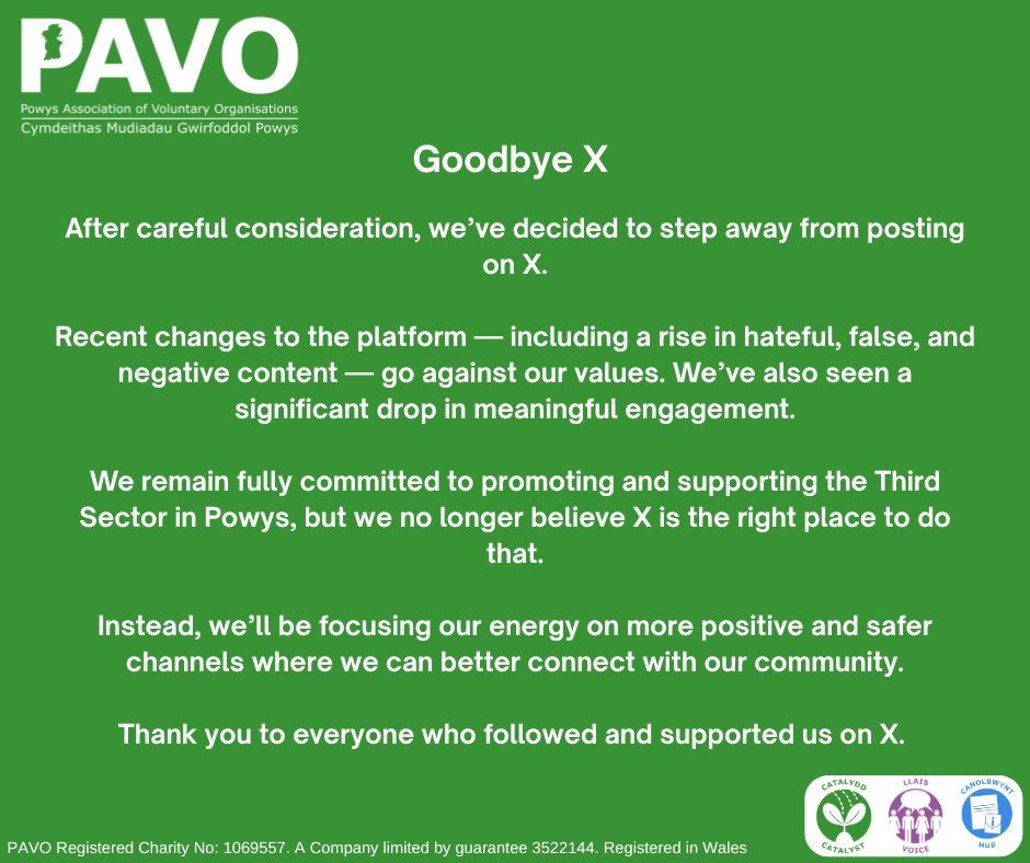 We've made the decision to step away from X -  and here’s a bit about why