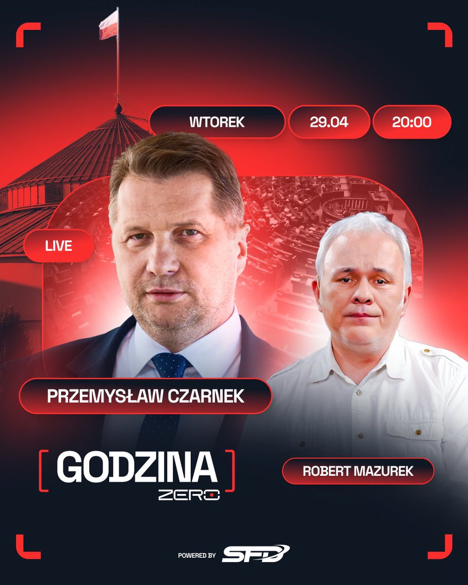 OficjalneZero's tweet photo. Już dziś o 20:00 startujemy z Godziną Zero, której gościem będzie Przemysław Czarnek (@CzarnekP)!

Macie jakieś pytania? Możecie je zostawić w komentarzach ⬇️ https://t.co/URucuNa4FW