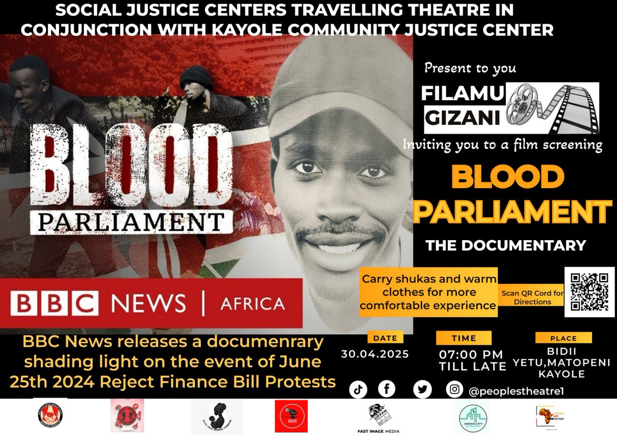 peopletheatre1's tweet photo. Tomorrow we will be Screening #BloodParliament in Kayole... Our people must know who the Enemies of the people are. Remember Not to Forget!!
#FilamuGizani 
@KayoleCJC @AfricansRising @MathareSJustice https://t.co/OXJJQUlccY