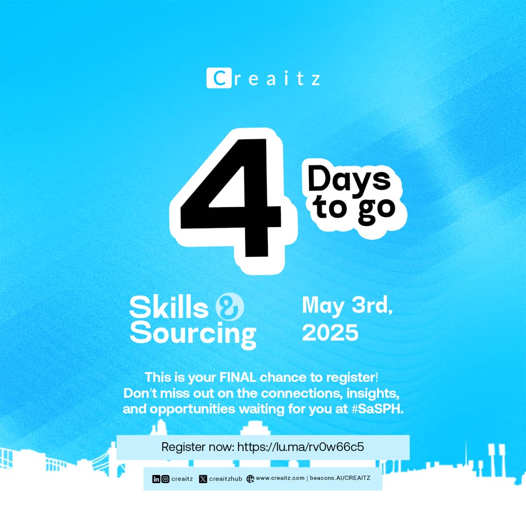 promoblurt's tweet photo. It's 4days left and counting for the Creaitz Skills & Sourcing.
#Promoblurt officials will be live at the event π.
@BlurtOfficial
@TheCryptoDrive @YateghteghSKY $Blurt #blurt
#sasalert
#skillsandsourcing
#skillsandsourcingph
#creaitzsas
#creaitzcommunity https://t.co/0ly5tlvTHm