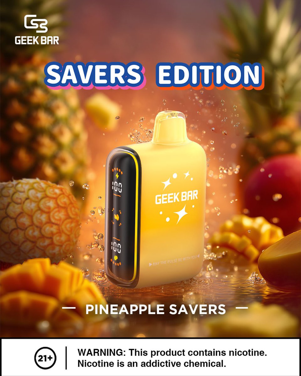 Pineapple Savers | SAVERS EDITION Bright, bold, and buzzing with  tropical vibes. Introducing the Pineapple Savers  where juicy meets  smooth.  Ready to pulse your summer? #GeekBar #pulse #PineappleSavers  #SaversEdition #TropicalVibes ...