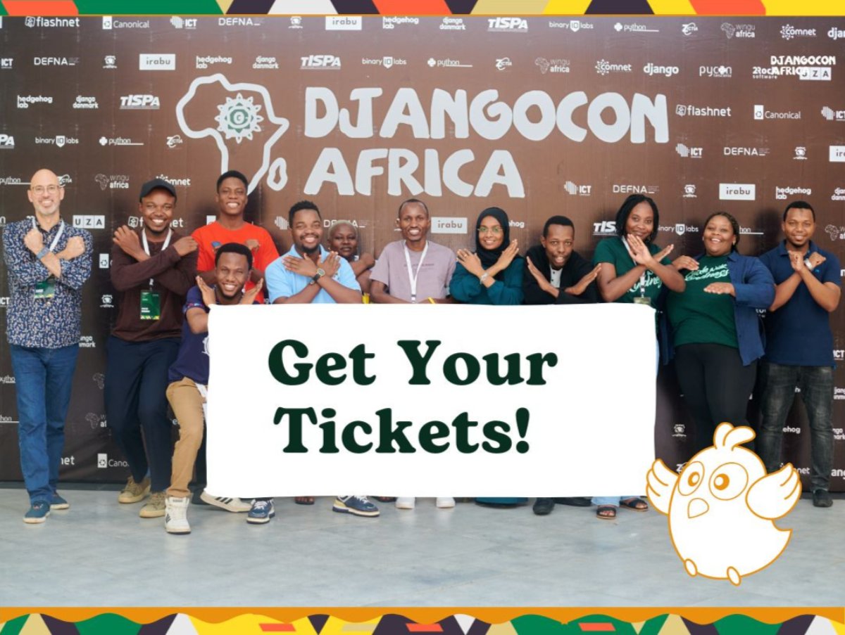 🚀 𝗘𝗮𝗿𝗹𝘆 𝗯𝗶𝗿𝗱 𝘁𝗶𝗰𝗸𝗲𝘁𝘀 𝗮𝗿𝗲 𝘀𝘁𝗶𝗹𝗹 L𝗜𝗩𝗘 ! 🚀

What are you waiting for?
Still wondering why you should attend #DjangoConAfrica2025 ? 🌍✨

🔗Find out more here: 2025.djangocon.africa/en/news/django…🚀

#djcafrica #djcafrica25 #DjangoConAfrica #django #TechConference