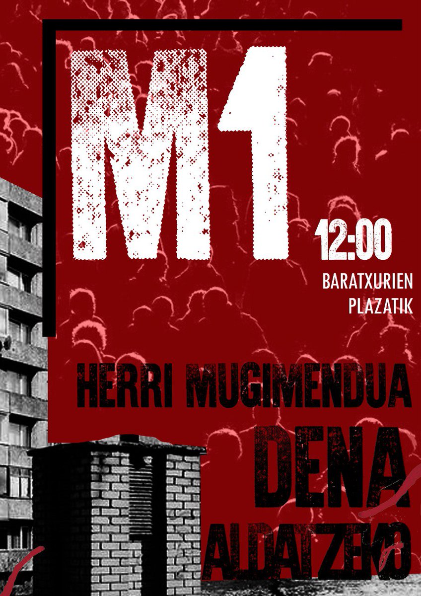 📢Maiatzaren 1ari begira, Iruñerriko hainbat eragilek bat egin dugu ondokoa salatzeko: langile klasearen zapalkuntza gure bizitzen eremu ezberdinetan gauzatzen dela.

Herri Mugimendua dena aldatzeko, gora langileon borroka! ✊✊🏿