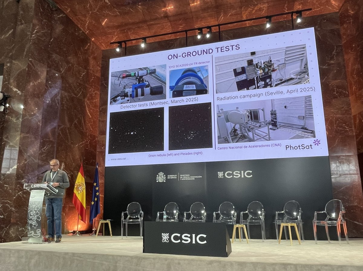 photsat_mission's tweet photo. #PhotSat va estar present a les VIII jornades #RIA-MAD4SPACE 2025 sobre instrumentació astronòmica i exploració espacial celebrades a Madrid la setmana passada (21-24 d’abril) per:
🗣️ Presentar-hi PhotSat.
🤝 Contactar amb empreses i institucions de recerca del sector #espai. https://t.co/8y2ItGoxDk