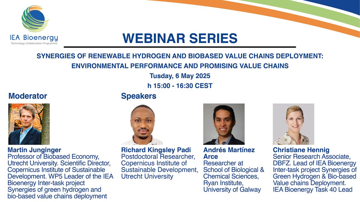 ⏰ REGISTER NOW FOR THE FREE WEBINAR—Synergies of renewable hydrogen and biobased value chains deployment: environmental performance and promising value chains

👉 Producing biobased hydrogen could be an alternative option for renewable hydrogen provision. Moreover, there are