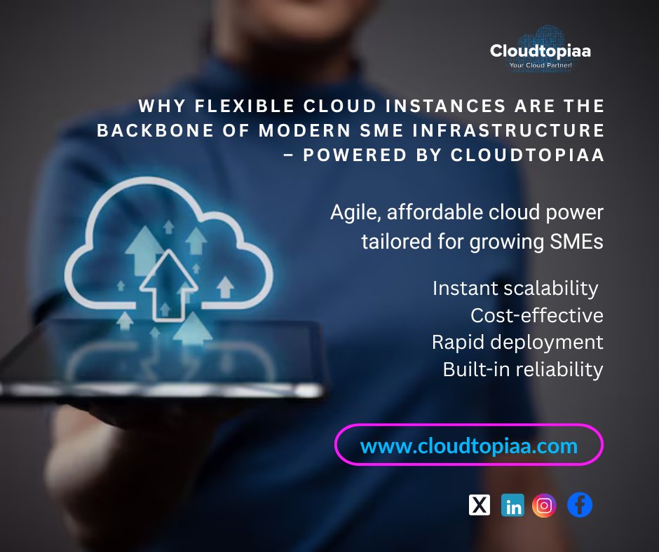 Cloudtopia4's tweet photo. Why Flexible Cloud Instances Matter for SMEs – with Cloudtopiaa
Agile, affordable cloud power for growing businesses.
Instant scalability
No upfront hardware cost
Fast deployments
Runs diverse workloads
Built-in reliability
https://t.co/MXOibhjjNL
#Cloudtopiaa #SMEs #CloudHosting https://t.co/feTmmMYyUo