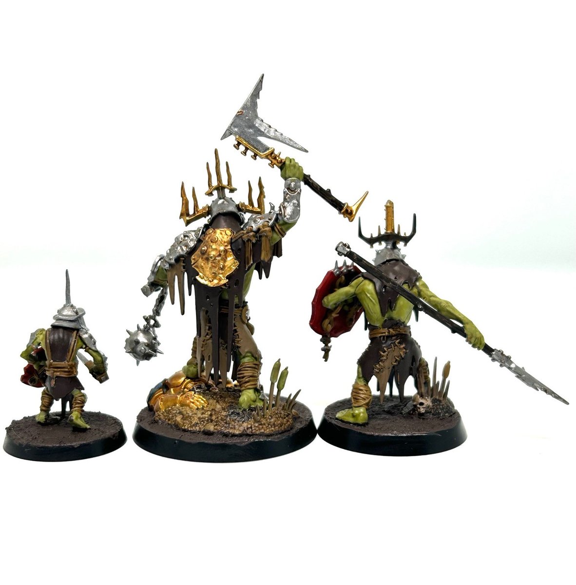 MaximumHamster's tweet image. キラボス、スタブグロットとガットリッパボスを作ってみました。 #Warhammer #WarhammerCommunity #paintingwarhammer #ウォーハンマー #miniaturepainting #kruleboyz #ageofsigmar