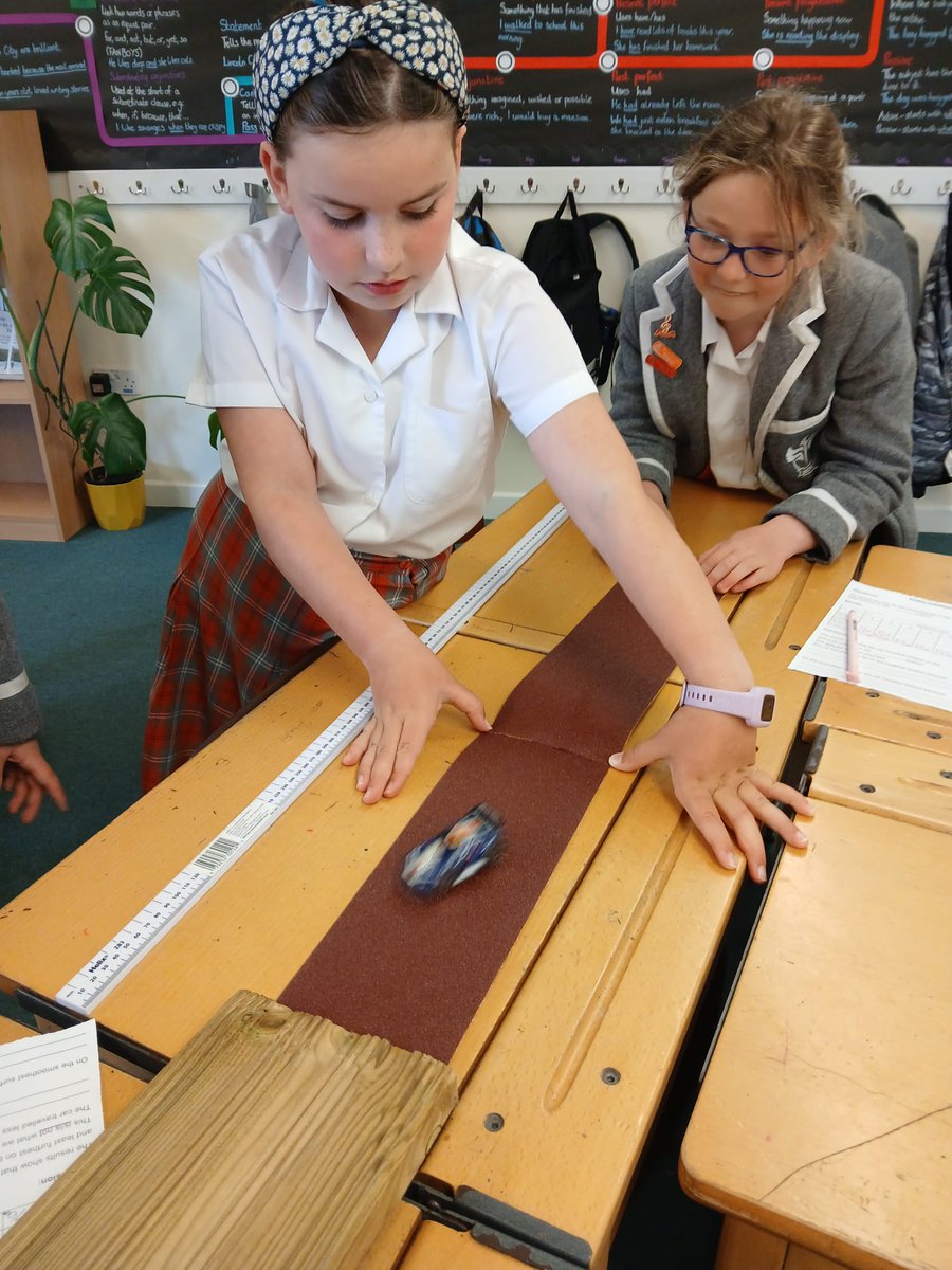 DurlstonMiddle's tweet photo. #durlstonyr5 have been investigating friction as part of their Forces #durlstonscience topic. First, they made parachutes to see how different sizes of canopy would affect the rate of descent, & then they used toy cars to test stopping distances on different surfaces. https://t.co/5a5ZY5JWTa