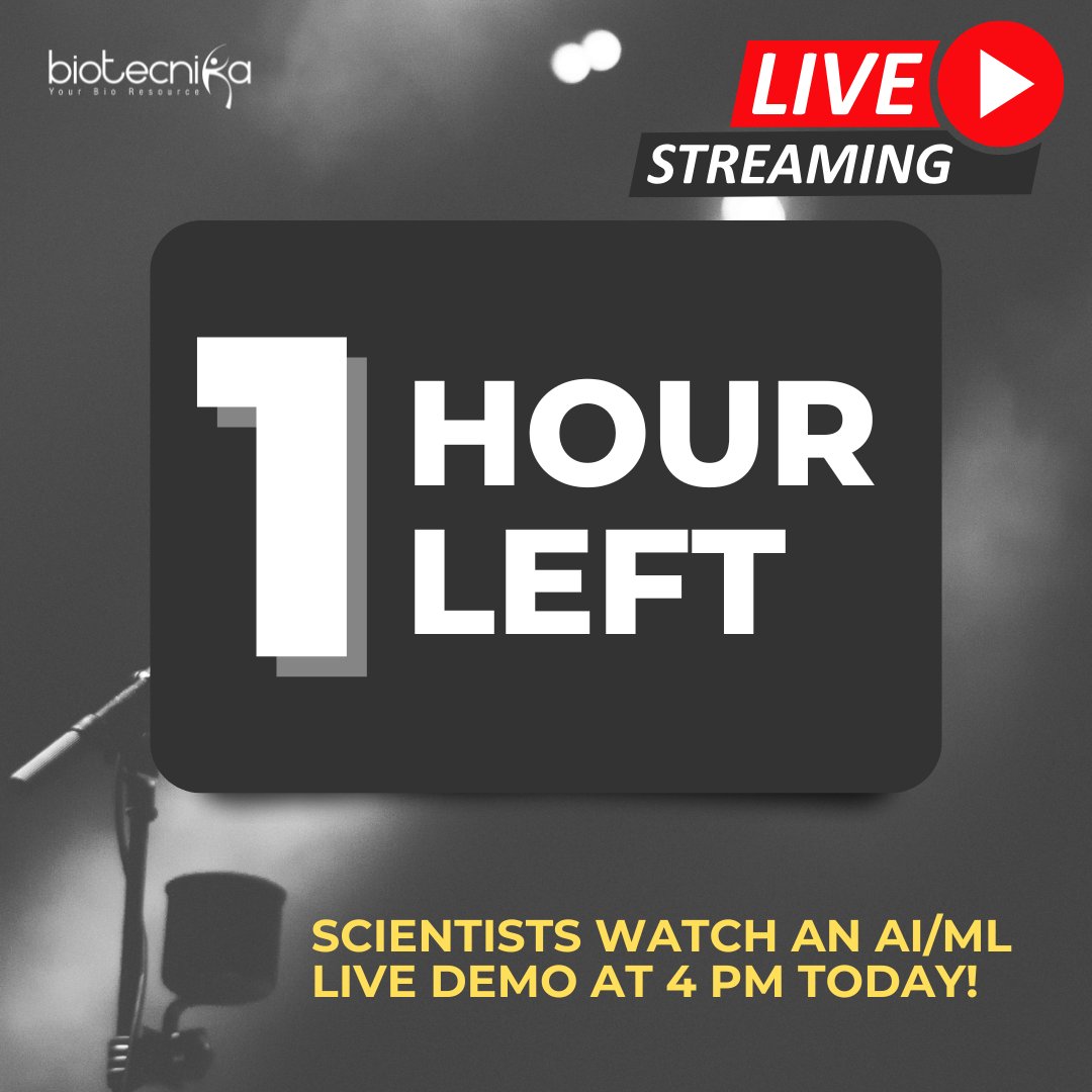 biotecnika's tweet image. 🧬 1 Hour to Go!

Dear Scientists, Want to see how AI/ML is accelerating biological research?

Join our LIVE webinar today at 4 PM IST for powerful insights &amp;amp; real-world case studies.

📌 Register Now: us02web.zoom.us/webinar/regist…

#LifeScienceWebinar #Bioinformatics #ResearchTools