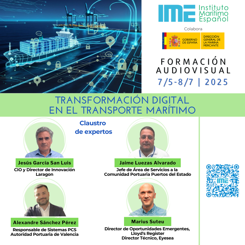 ime_es's tweet photo. 🤸 Nos sumamos al reto de la @IMOHQ: digitalizar el transporte marítimo 
📡 Curso: Transformación Digital
📅 7 mayo – 8 julio
💻 Online | 🎥 Audiovisual
🤝 Colabora la Dirección General de la Marina Mercante
👉 https://t.co/gloQjmaukA
#IME #transformaciondigital #somosIME https://t.co/Yg5MIcBKyX
