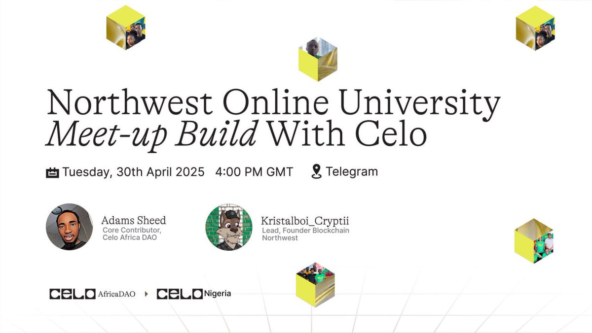 adamsheed93's tweet photo. Save the Dateπ¨
Join us tomorrow, April 30 at 4PM WAT for a special Telegram session with @BlockchainNW_π₯
Weβll dive into blockchain education, building on @Celo and explore exciting opportunities with #CeloAfricaDAO
ποΈSet a reminder
πhttps://t.co/x8fl2In0kb
#BuildWithCelo https://t.co/jbu4rXwHOm