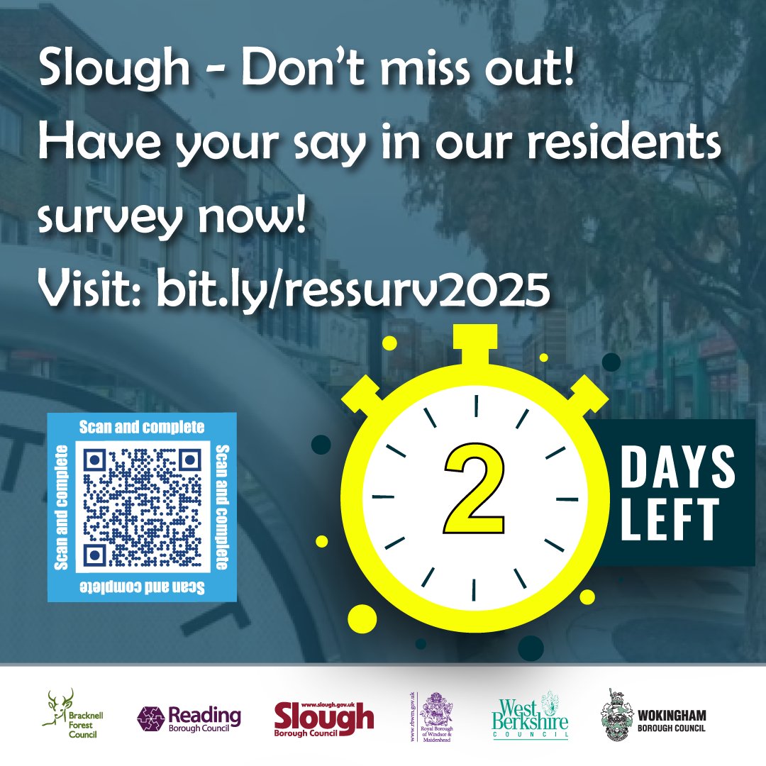 Berkshire DIG (@berksdig) on Twitter photo ⏳ Calling all Slough residents! Help us build a better tomorrow. Share your thoughts in the residents’ survey before it closes! It only takes a few minutes📷bit.ly/ResSurvey2025
#Slough #ConnectedBerkshire <a href="/SloughMeans/">SloughMeansBusiness</a> <a href="/SloughCouncil/">Slough Borough Council</a> <a href="/SloughLibraries/">Slough Libraries</a> <a href="/SloughLabLeader/">Cllr Pavitar K Mann</a> ⏳ Calling all Slough residents! Help us build a better tomorrow. Share your thoughts in the residents’ survey before it closes! It only takes a few minutes📷bit.ly/ResSurvey2025
#Slough #ConnectedBerkshire <a href="/SloughMeans/">SloughMeansBusiness</a> <a href="/SloughCouncil/">Slough Borough Council</a> <a href="/SloughLibraries/">Slough Libraries</a> <a href="/SloughLabLeader/">Cllr Pavitar K Mann</a>
