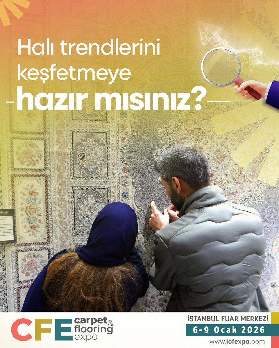 icfexpo's tweet photo. Get ready to discover the carpet trends of 2026 with bohemian models, smart carpets, monochromatic colors and geometric patterns!

Different designs are waiting for you at İstanbul Expo Center on January 6-9, 2026! https://t.co/sqq9lfVgfO