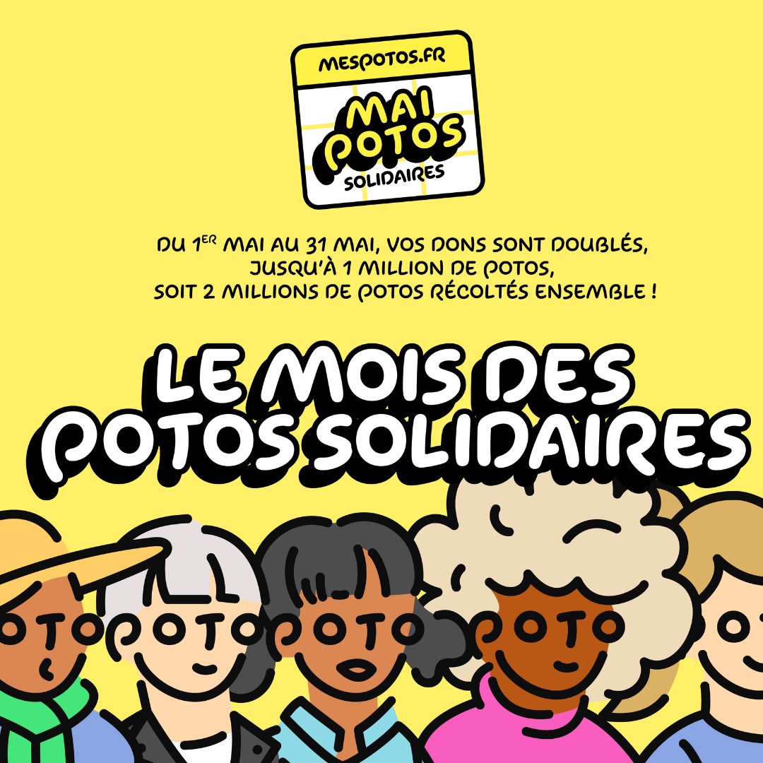 🎉 C’est bientôt parti pour Mai Potos Solidaires  🎉

Du 1er au 31 mai, mespotos.fr double tous vos dons pour soutenir des grandes causes ❤️

→ Vous donnez 100 Potos, l’asso reçoit 200 Potos !

#DonDoublé #GénérositéEnAction #TransparenceSolidaire #MaiPotosSolidaires