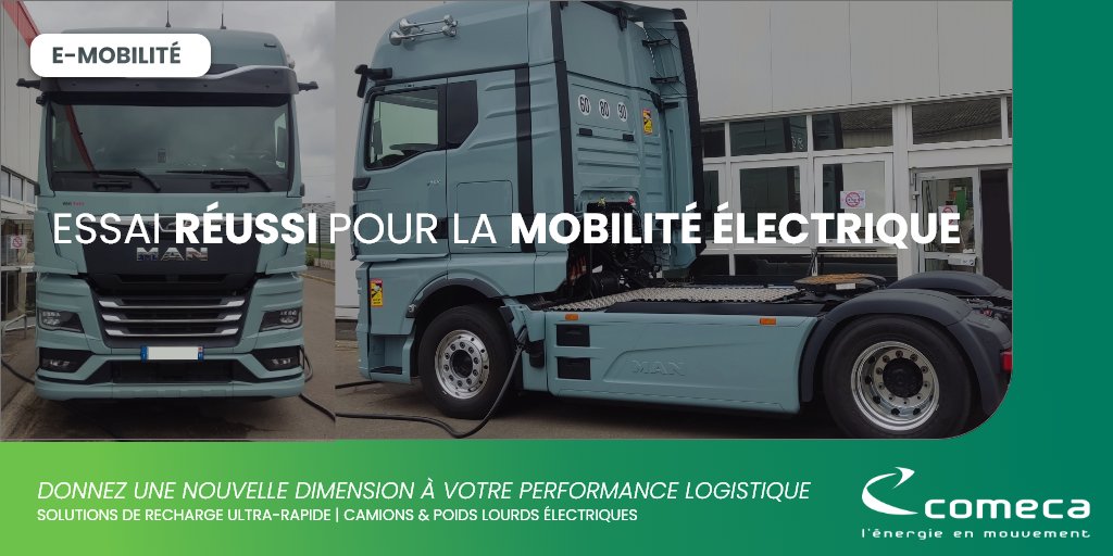🚛⚡ Essai réussi pour la mobilité électrique !

Le 24 avril 2025, un test d’interopérabilité de charge a été réalisé entre MAN Truck &amp; Bus France et COMECA au COMECA Tech Lab - Le Mans. En 2 heures, les tests ont été menés avec succès.
#Innovation #MobilitéElectrique #COMECA