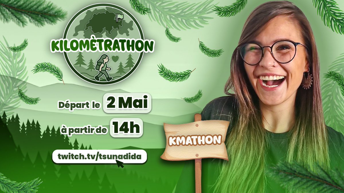 C’EST REPARTI ! 🔥 Le Kmathon fait son grand retour 🚶‍♂️Jusqu’où allez-vous me faire marcher cette année ? 👀

Rendez-vous le 2 Mai à partir de 14h sur Twitch !
Twitch.tv/Tsunadida