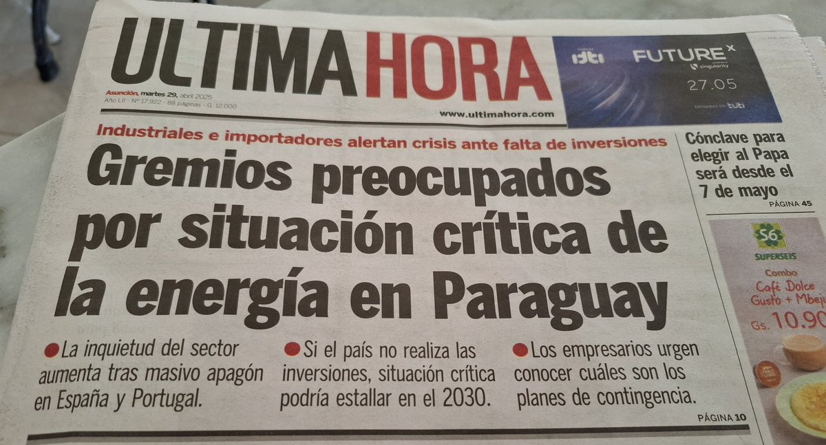 Comprensible la preocupación!

Sólo que deben dar el siguiente paso: Meter presión para que Ande sea administradora y deje de simular ser productora. 

El tema estallará si no se apoya y hasta financie la energía renovable.

Increíble que no se saque provecho al sol paraguayo.