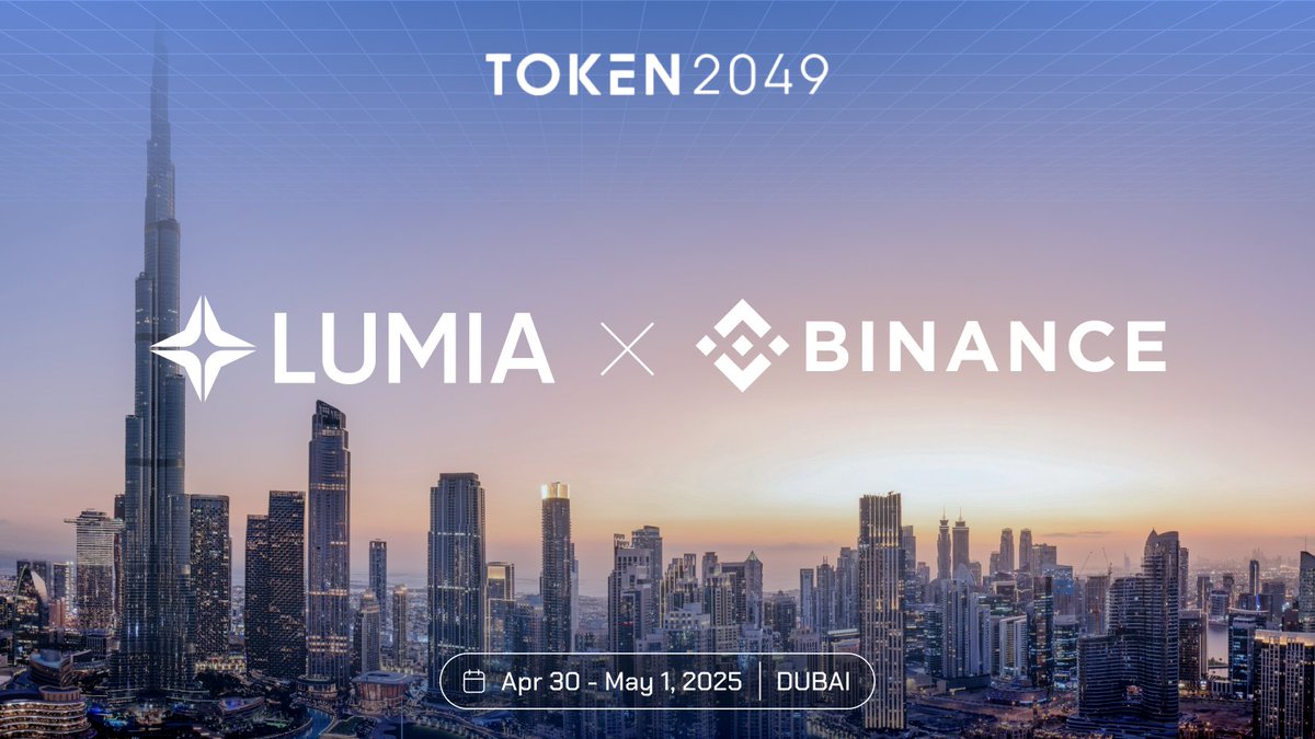 Cryptowissdefi's tweet photo. Excited to share that Lumia will be at the @binance Clubhouse during @token2049 Dubai (Apr 30–May 1) at Madinat Jumeirah!

They’ll dive into RWA tokenization, DeFi innovation &amp; the future of global finance.

Proud to be part of this game-changing innovative project.
#LUMIA #RWA https://t.co/Lz7ULCe48e